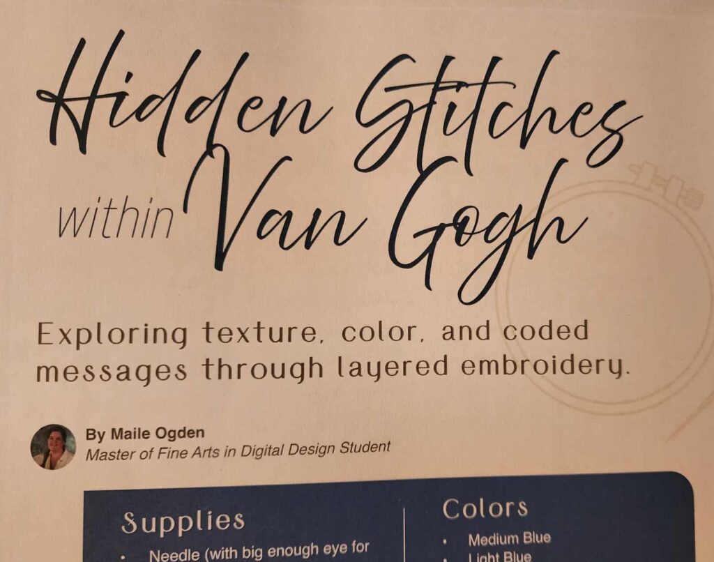 Hidden Stitches within Van Gogh, embroidery
